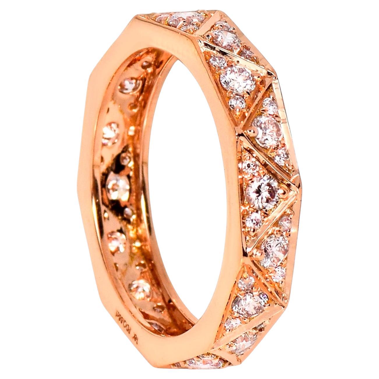IGI 14K 0.78 ct Natural Pink Diamonds Art Deco Eternity Engagement Ring