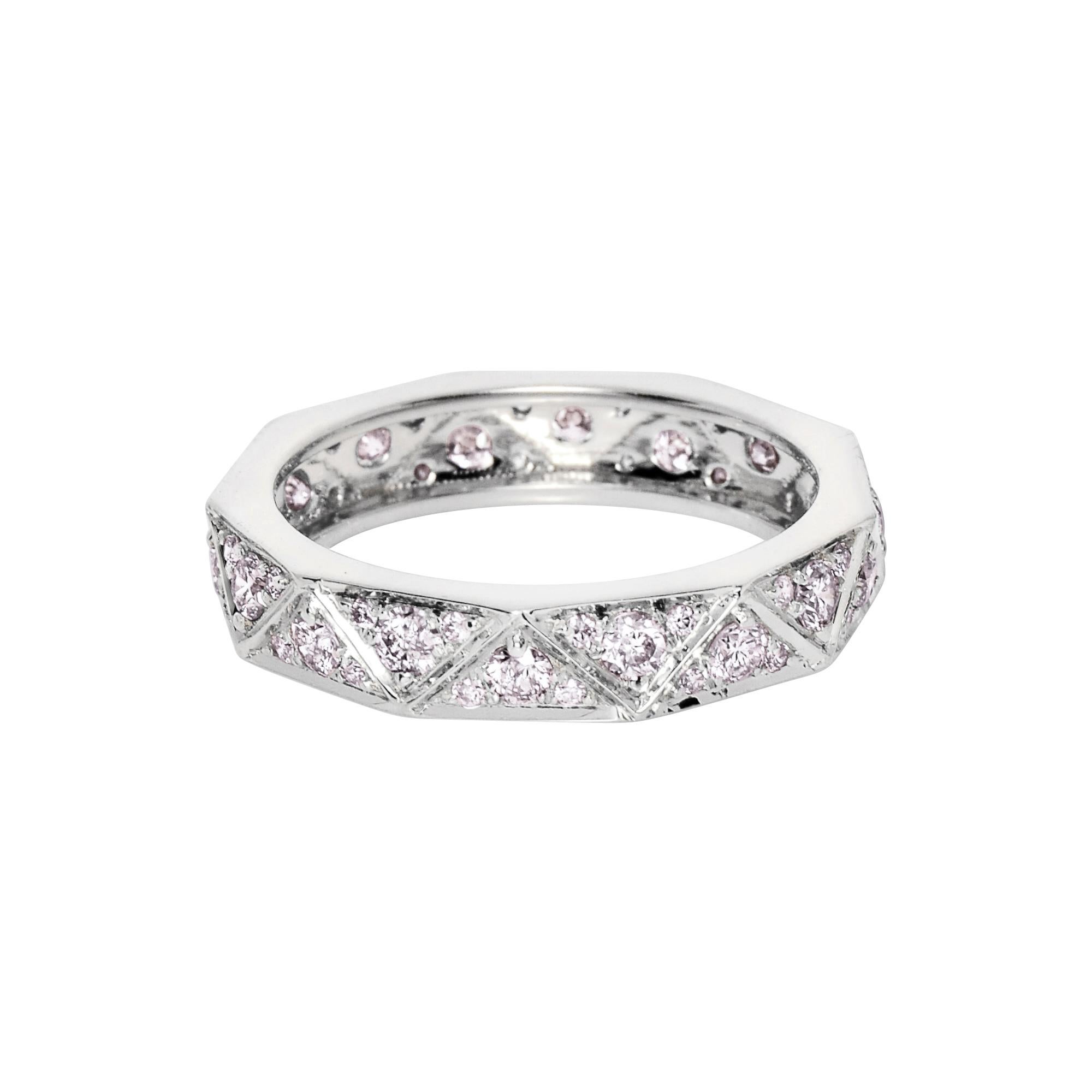 *IGI 14K 0.91 ct Natural Pink Diamonds Art Deco Eternity Ring*

This band features a stunning art deco eternity design from 14K white gold. It is set with natural pink diamonds weighing 0.91 carats.

This ring features colorful natural diamonds and