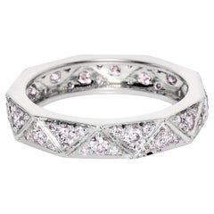 IGI 14K 0.91 ct Natural Pink Diamonds Art Deco Eternity Engagement Ring