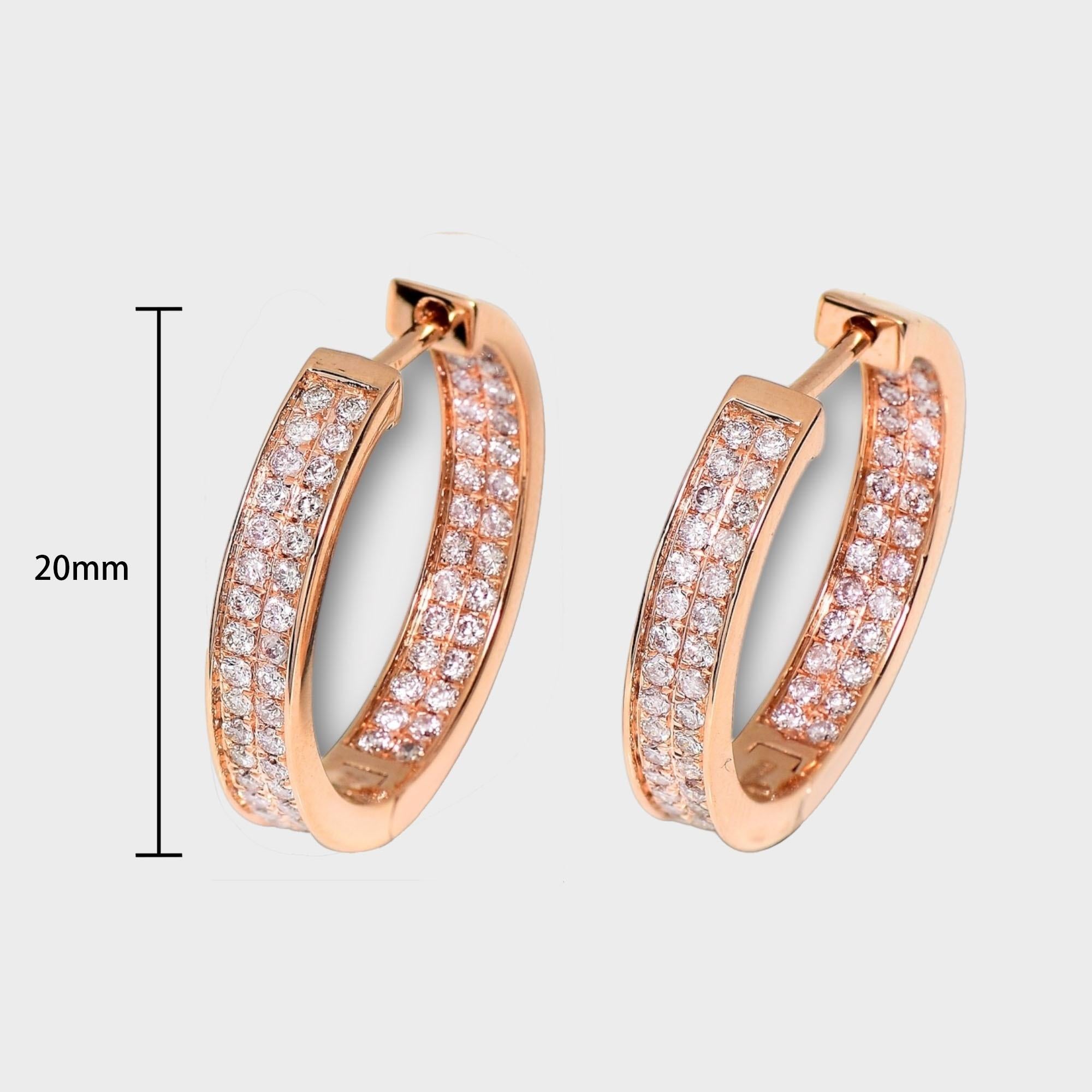 *IGI 14K 0.96 ct Natural Pink Diamonds Hoop Earrings*

This band features a stunning design with an art deco crafted from 14K rose gold. It is set with natural pink diamonds weighing 0.96 carats.

These earrings feature colorful natural diamonds and