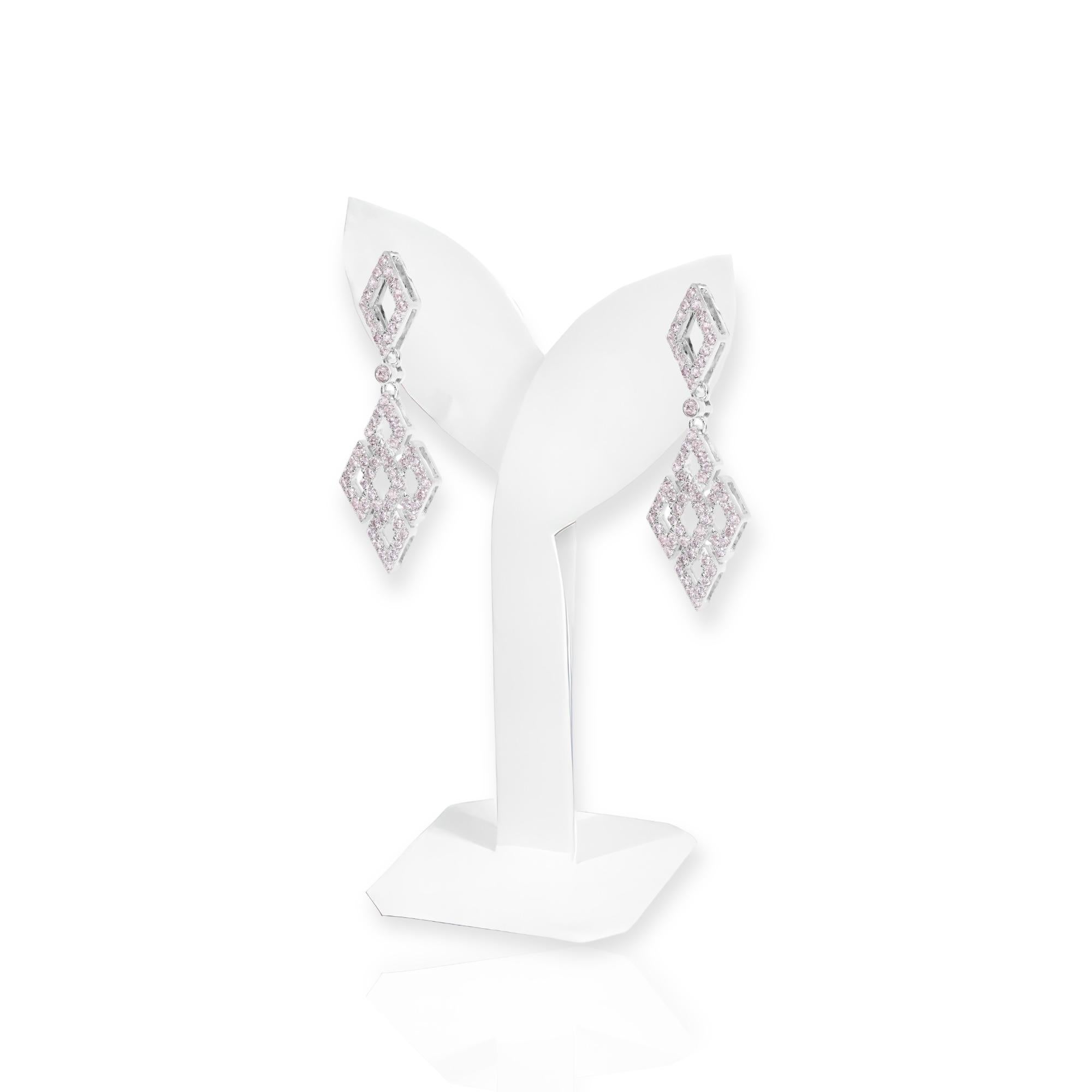 Contemporary IGI 14K 0.96 ct Natural Pink Diamonds Art Deco Design Stud Earrings For Sale
