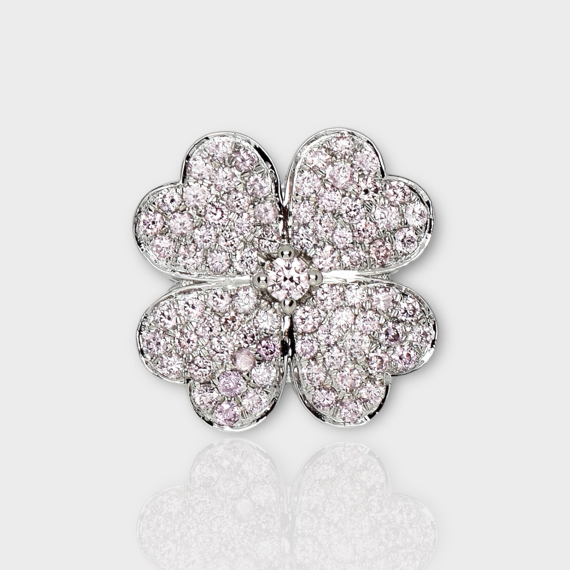 *IGI 14K 0.97 ct Natural Pink Diamonds Lucky Clover Antique Design Ring*

This band features a stunning design with a 4-leaf clover crafted from 14K white gold. It is set with natural pink diamonds weighing 0.97 carats.

This ring features colorful