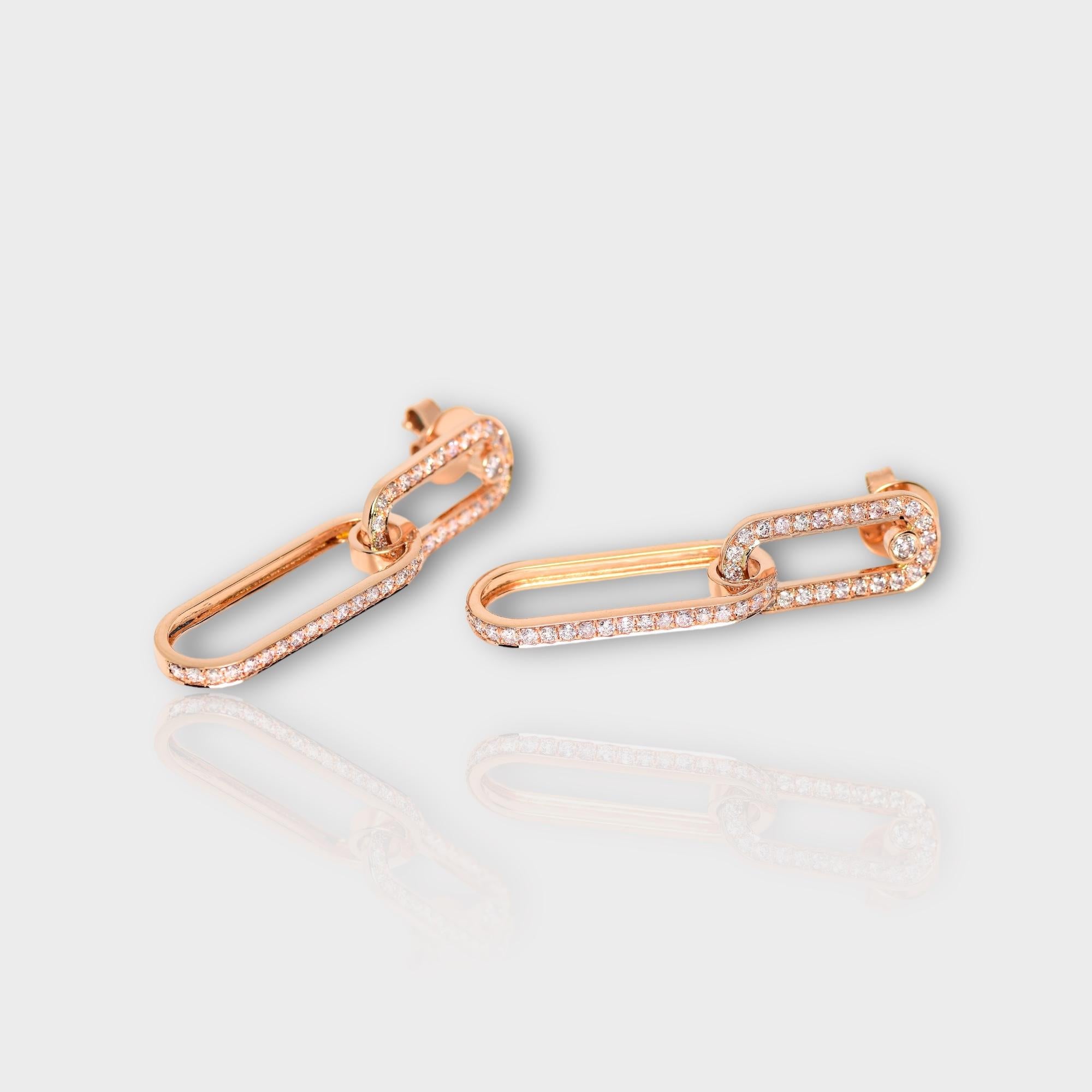 Women's IGI 14K 1.15 ct Natural Pink Diamonds Art Deco Design Stud Earrings For Sale