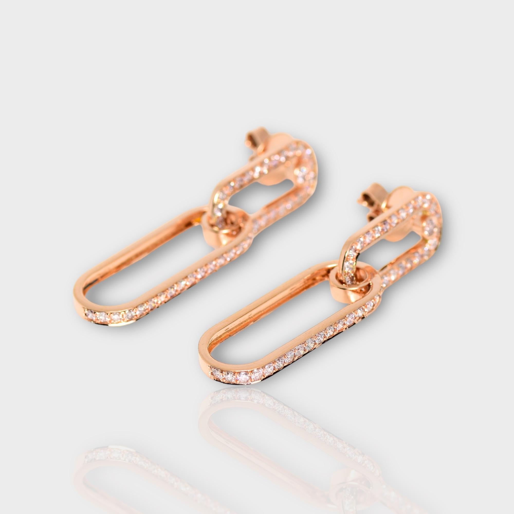 IGI 14K 1.15 ct Natural Pink Diamonds Art Deco Design Stud Earrings For Sale 1