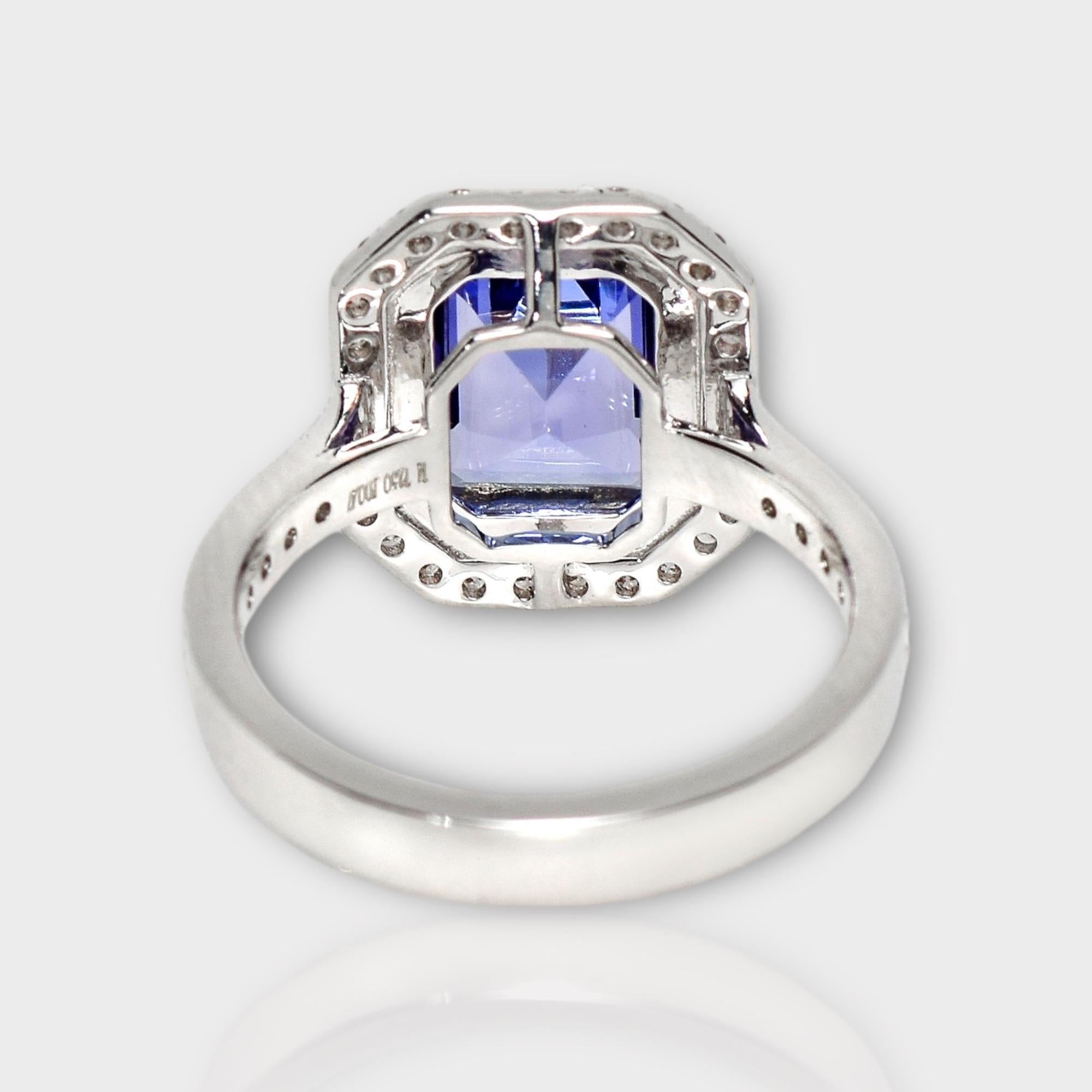 IGI 14K 2.50 ct Tanzanite&Pink Diamond Antique Art Deco Engagement Ring For Sale 3