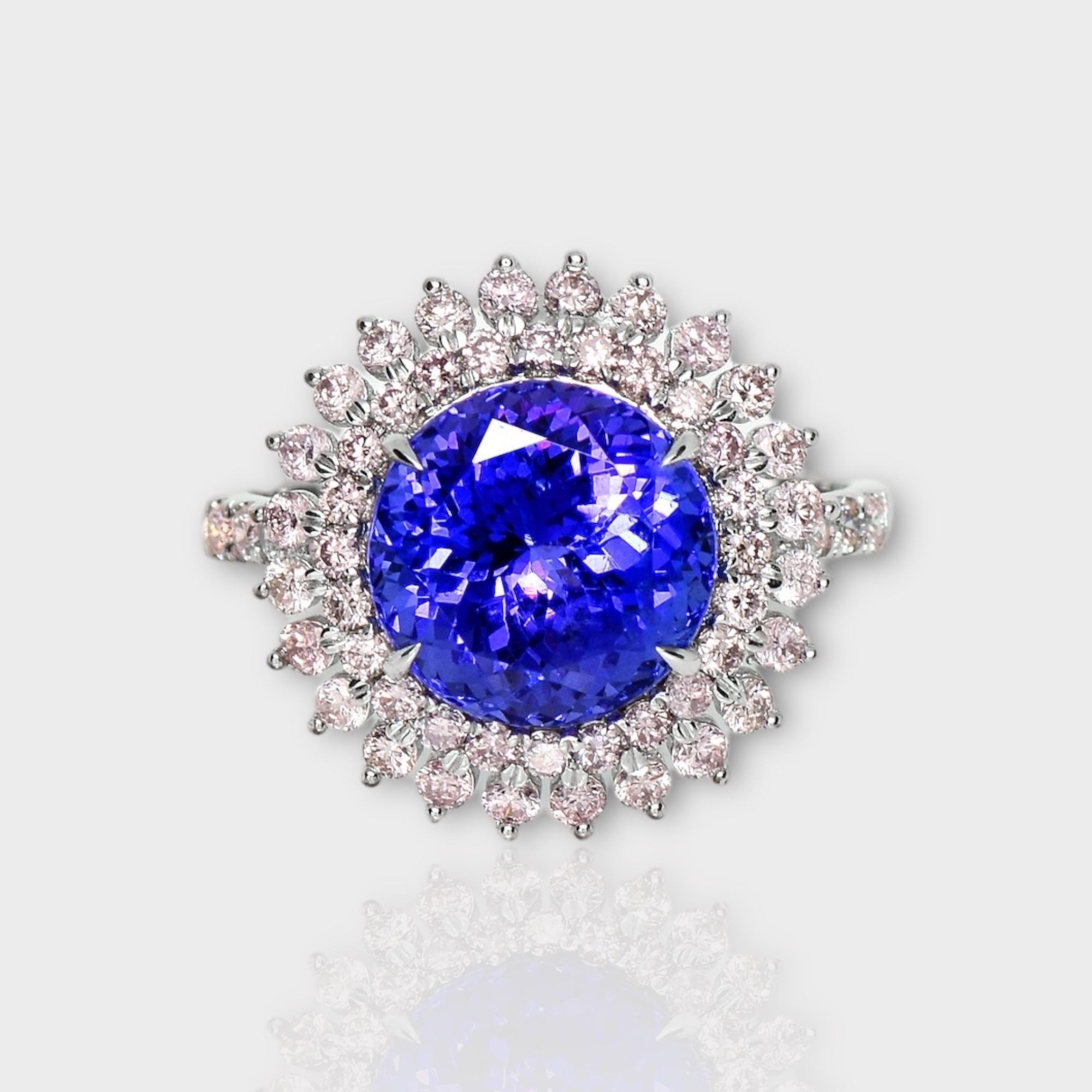 *IGI 14K 4.66 ct Tansanit&Rosa Diamant Antiker Art Deco Stil Verlobungsring*
Natürlicher, intensiv bläulich-violetter Tansanit als Mittelstein mit einem Gewicht von 4,66 ct, umgeben von natürlichen rosafarbenen Diamanten mit einem Gewicht von 0,77