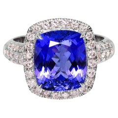 *NRP*14K 5.14 ct Tanzanite&Pink Diamond Antique Art Deco Engagement Ring