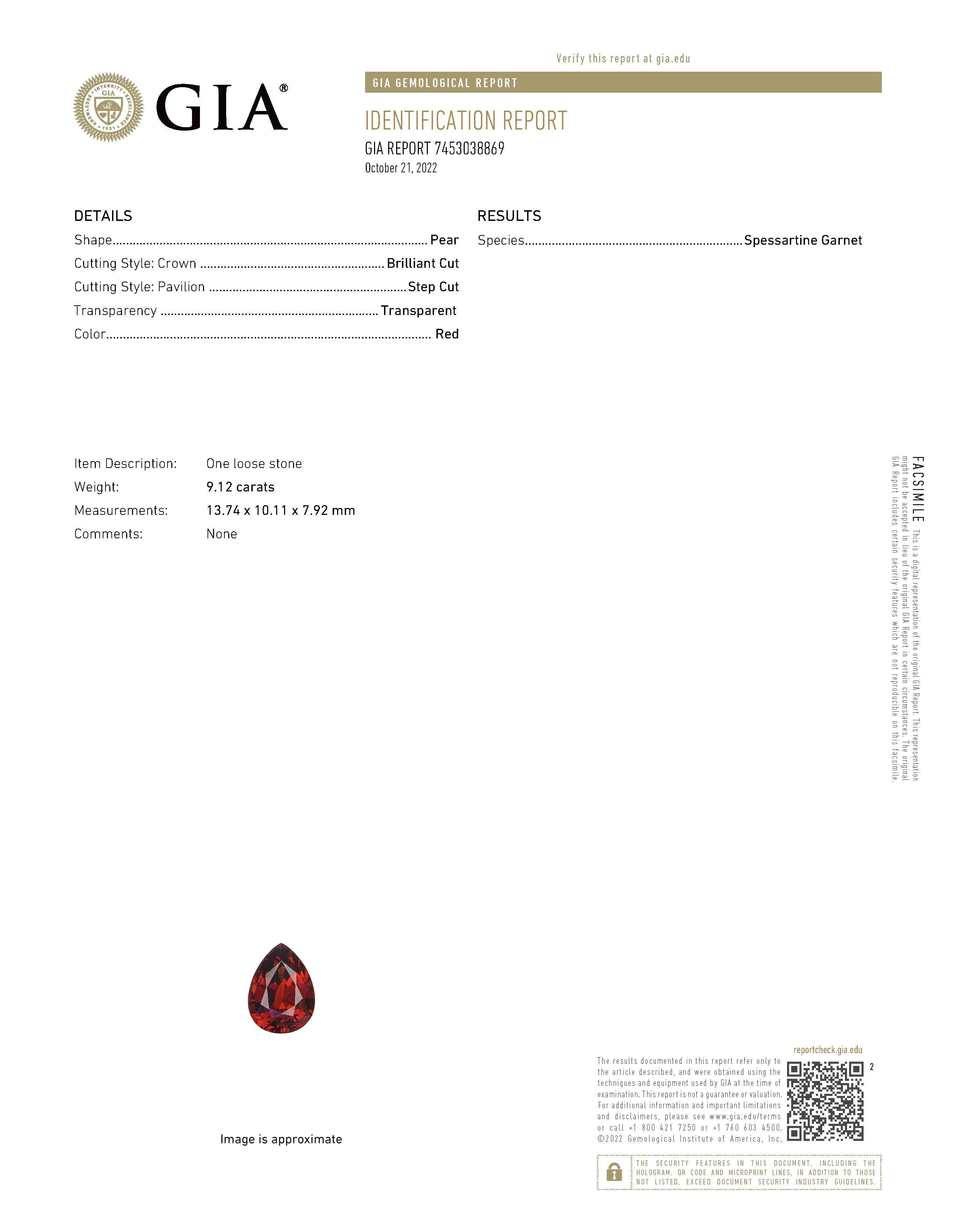 Contemporary GIA 9.12 Ct 14K White Gold Pigeon Blood Red Garnet&Diamonds Engagement Ring For Sale