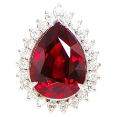GIA 14K 9.12 Ct Garnet&Diamonds Antique Art Deco Style Engagement Ring