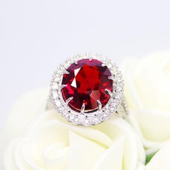 *NRP*GIA 14K 9.66 Ct Garnet&Diamonds Antique Art Deco Style Engagement Ring