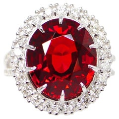 *NRP*GIA 14K 9.66 Ct Garnet&Diamonds Antique Art Deco Style Engagement Ring