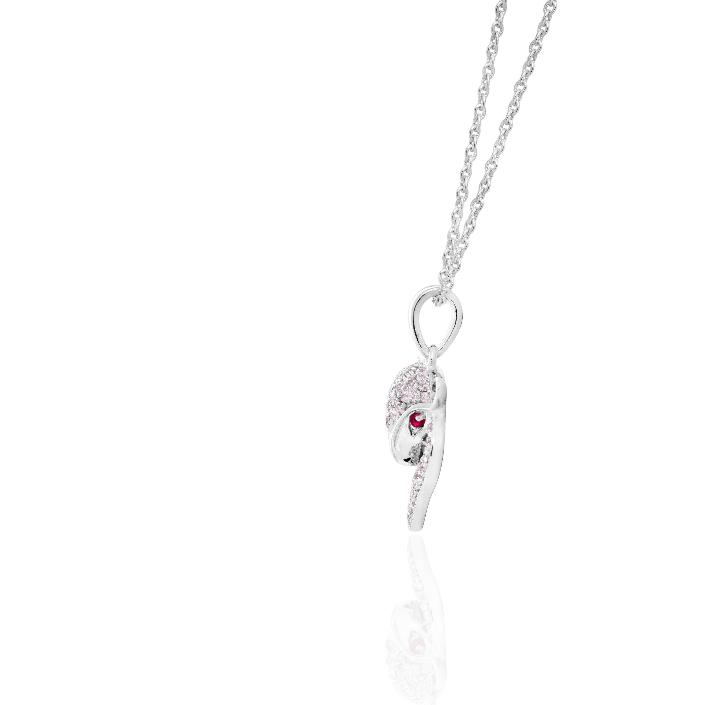 IGI 14K 0.36 ct Natural Pink Diamonds Fox Design Pendant Necklace For Sale 1