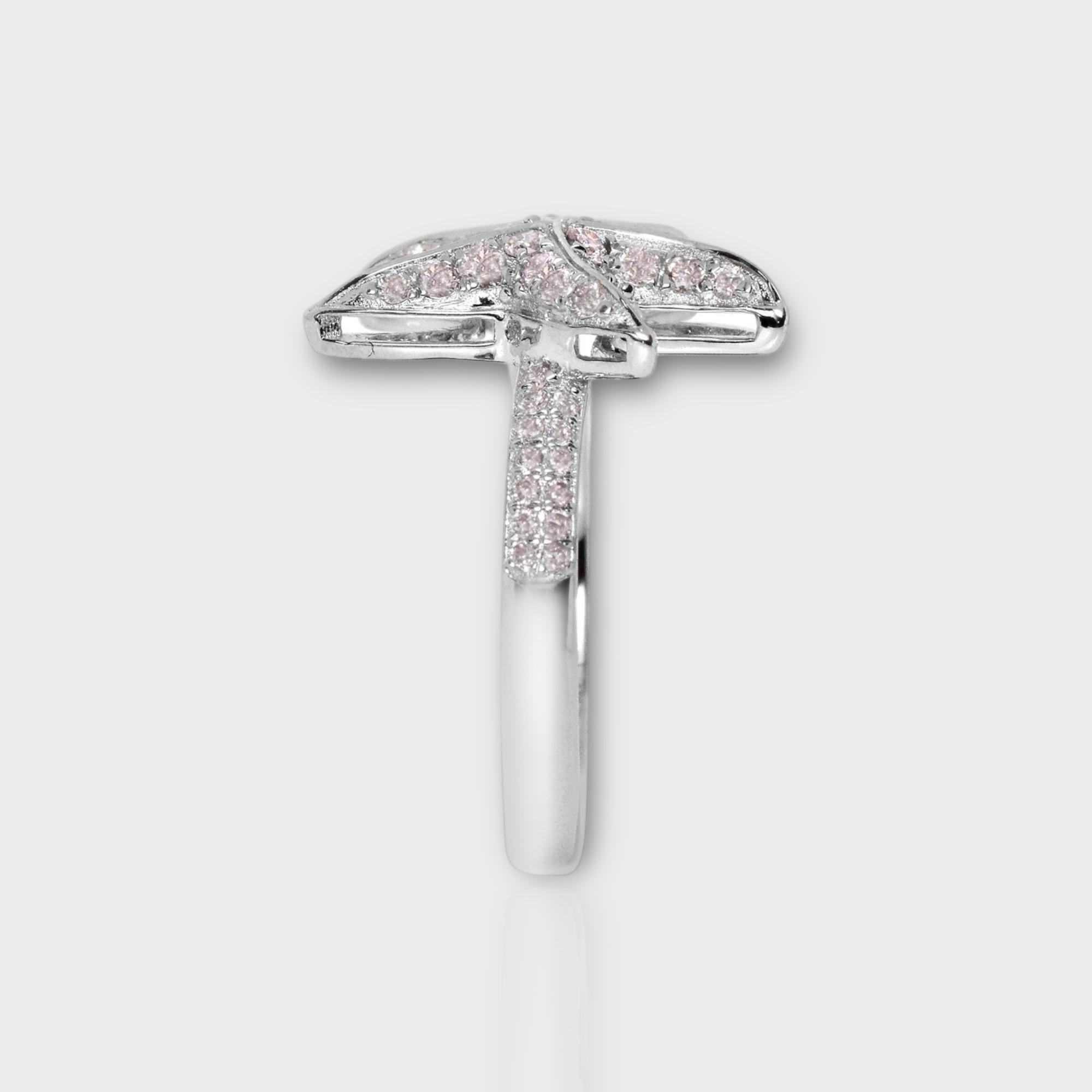 Women's IGI 14K 0.58 ct Natural Pink Diamonds Sea Star Design Antique Art Deco Ring For Sale