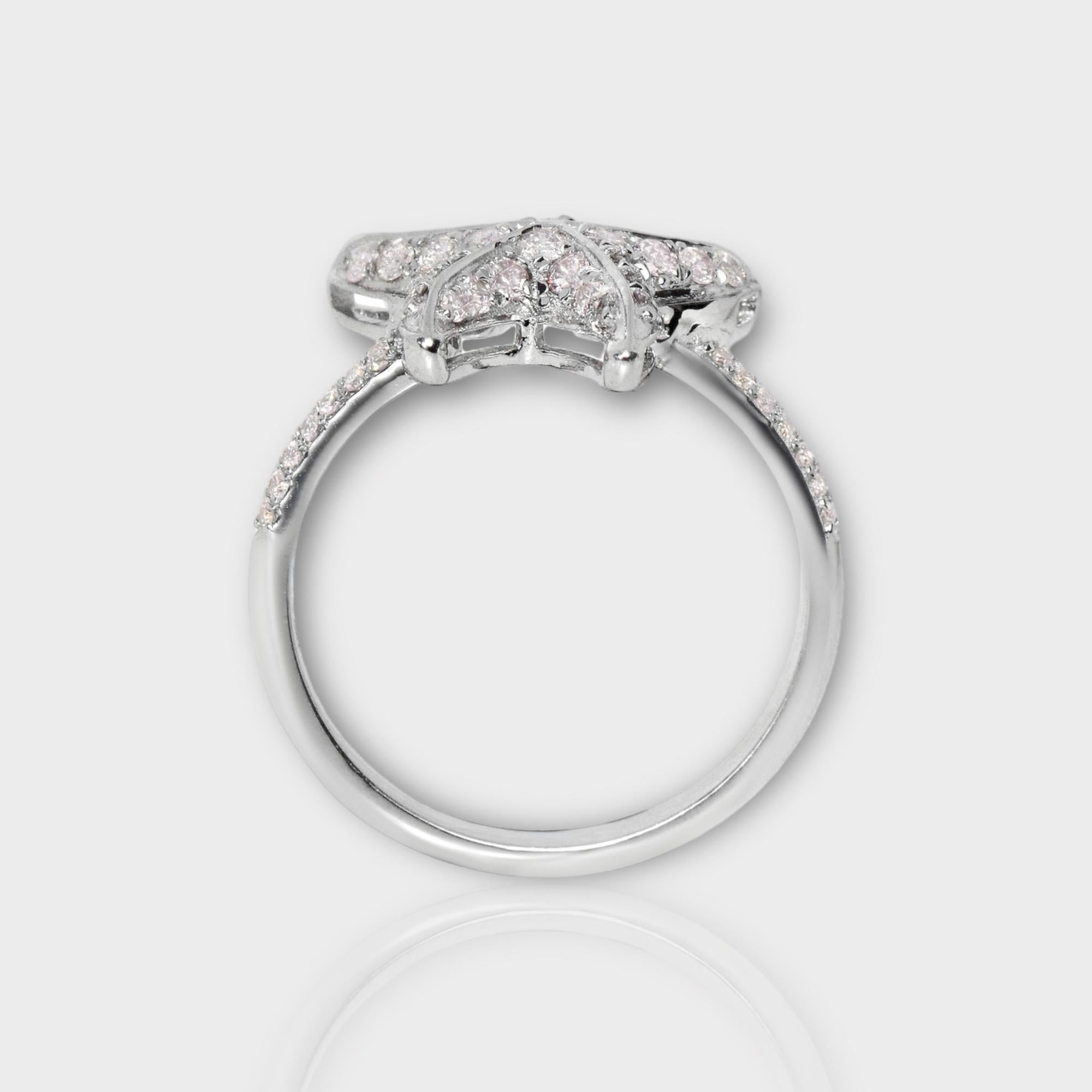 IGI 14K 0.58 ct Natural Pink Diamonds Sea Star Design Antique Art Deco Ring For Sale 1