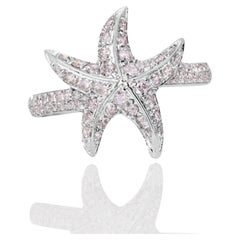 IGI 14K 0.58 ct Natural Pink Diamonds Sea Star Design Antique Art Deco Ring