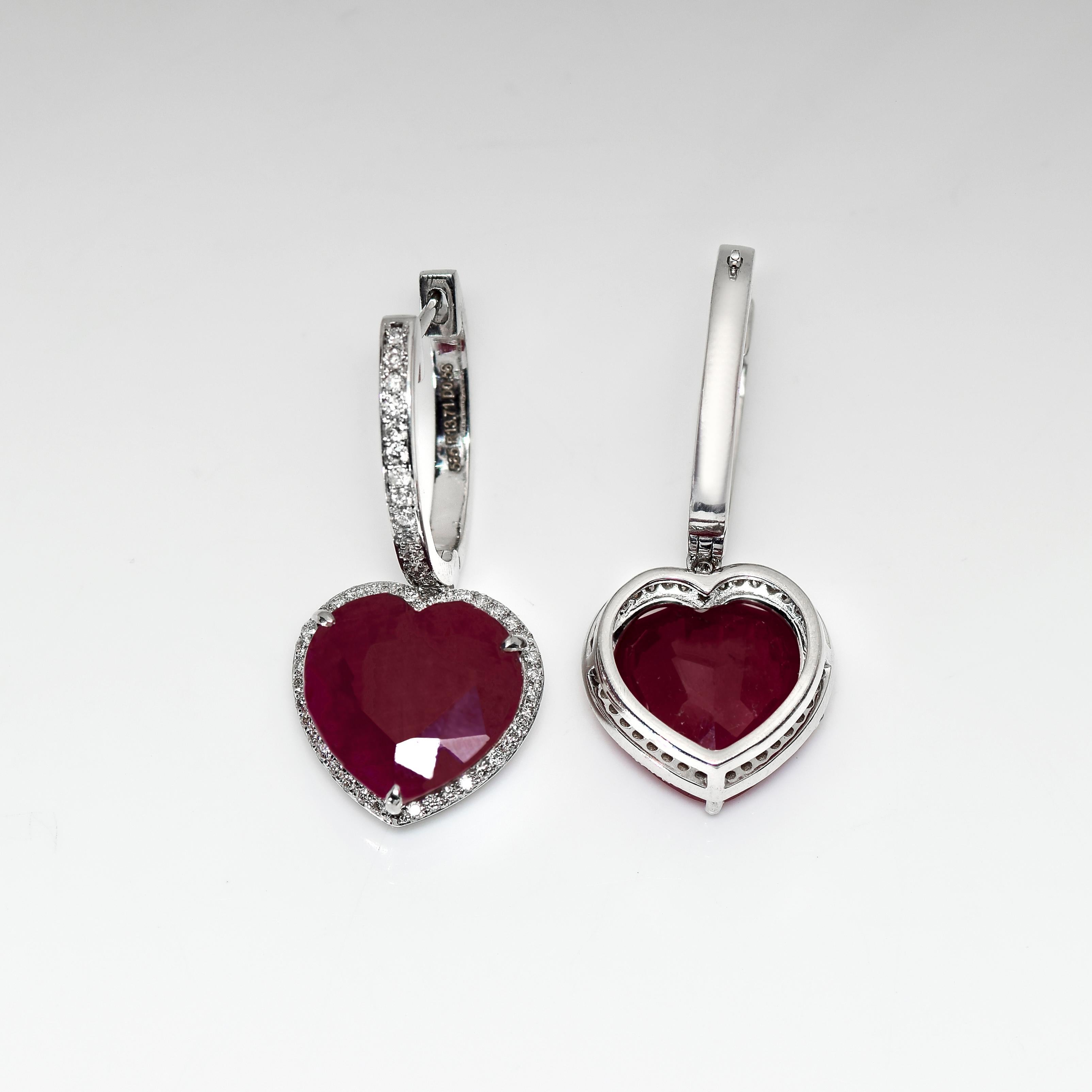 IGI 14K 13.71 ct Unheated Ruby&Diamonds Antique Art Deco Hook Drop Earring 3