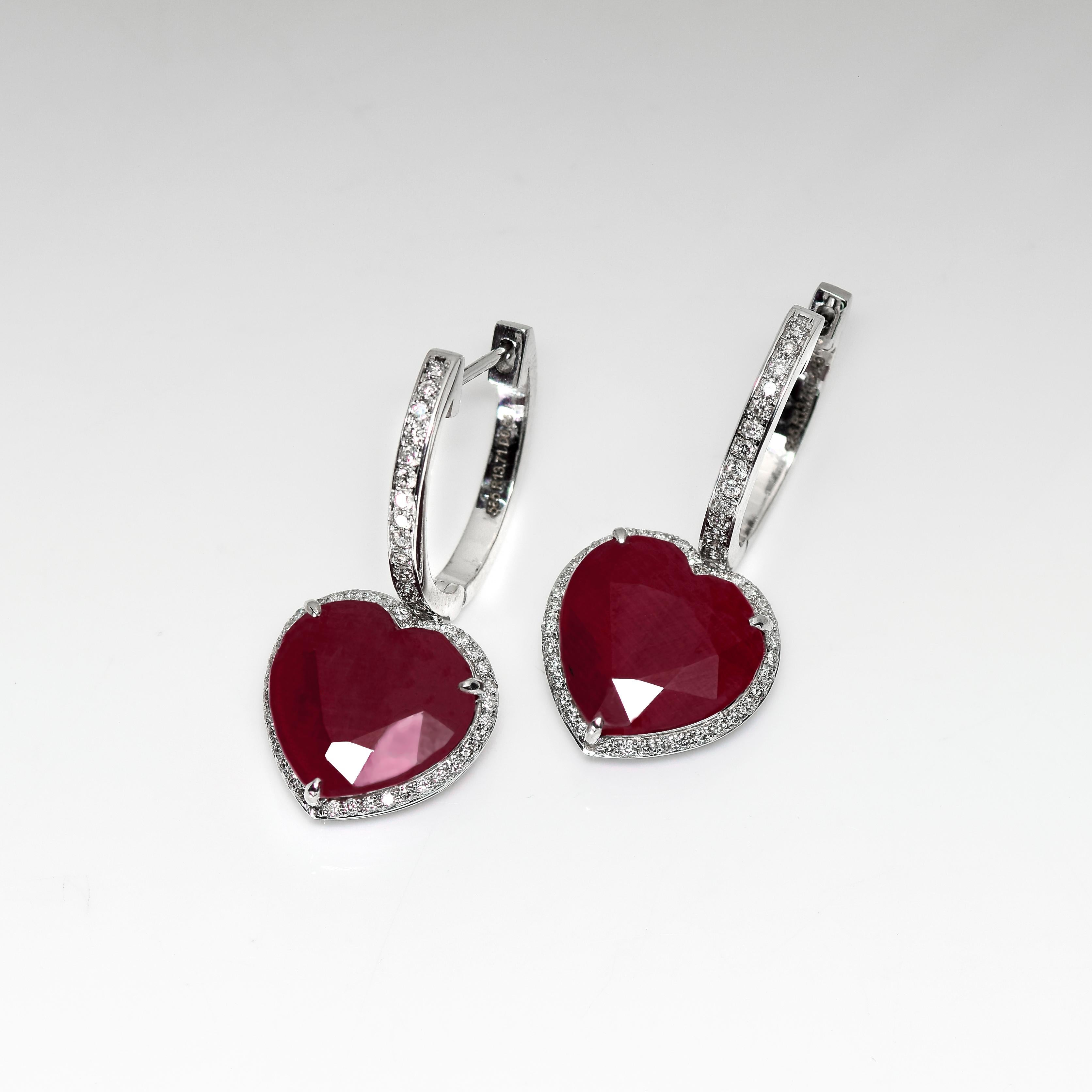 IGI 14K 13.71 ct Unheated Ruby&Diamonds Antique Art Deco Hook Drop Earring 1