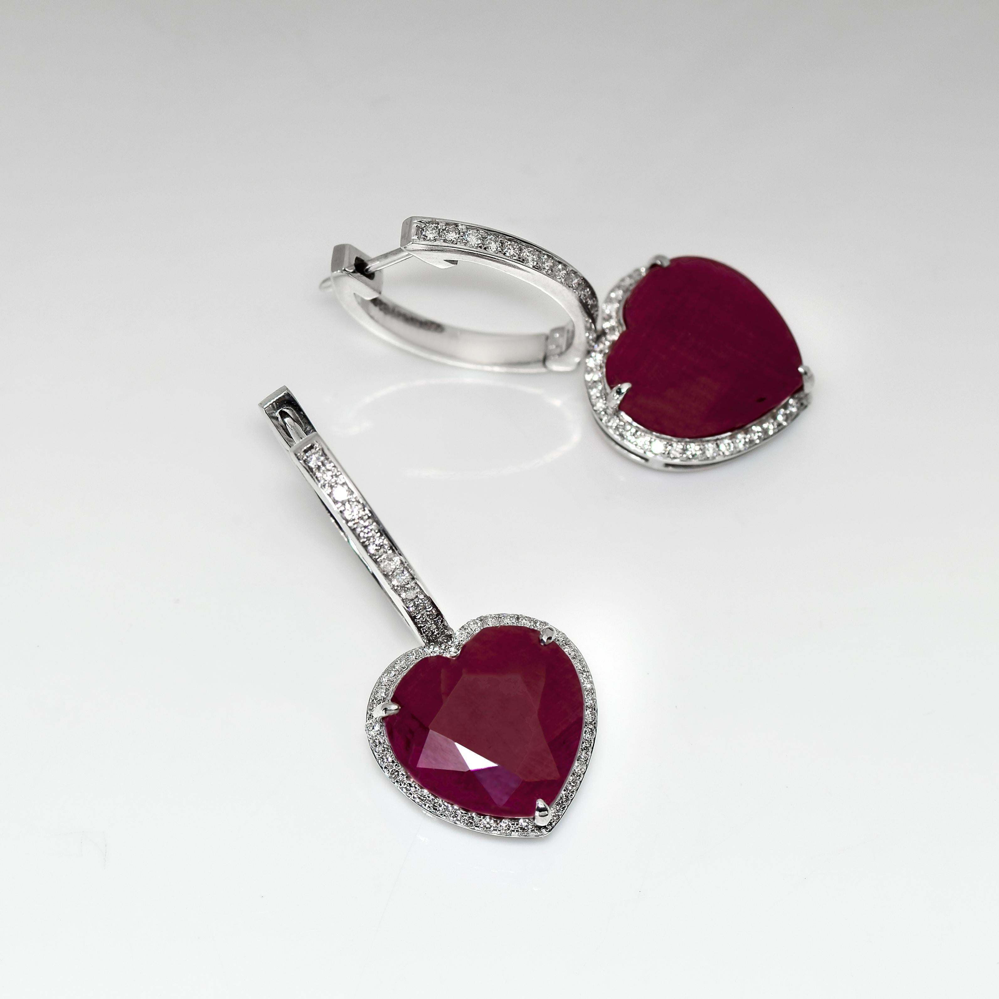 IGI 14K 13.71 ct Unheated Ruby&Diamonds Antique Art Deco Hook Drop Earring 2