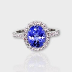 IGI 14K 2.56 ct Tanzanite&Pink Diamond Antique Art Deco Engagement Ring