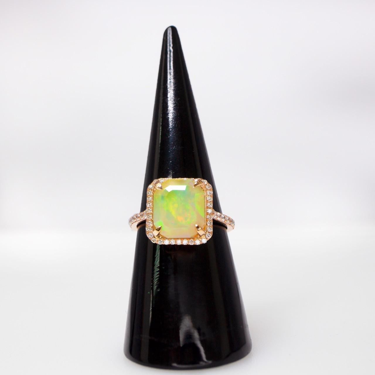 Women's *NRP*IGI 14K 3.50 ct  Natural Color Play Opal Diamonds Antique Engagement Ring