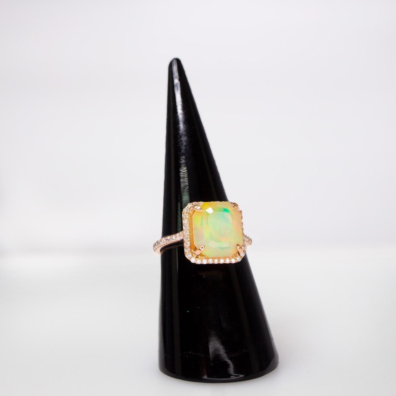 *NRP*IGI 14K 3.50 ct  Natural Color Play Opal Diamonds Antique Engagement Ring 1