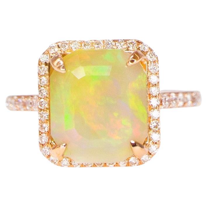 *NRP*IGI 14K 3.50 ct  Natural Color Play Opal Diamonds Antique Engagement Ring
