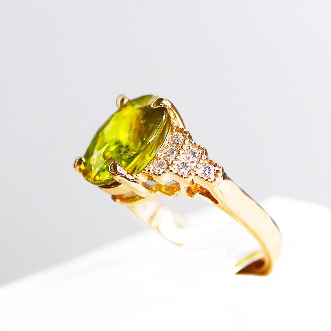 Women's *NRP*IGI 14K 3.85 ct  Natural Color Play Sphene Diamonds Antique Engagement Ring