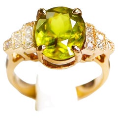 *NRP*IGI 14K 3.85 ct  Natural Color Play Sphene Diamonds Antique Engagement Ring