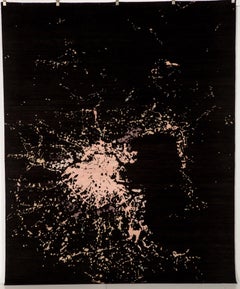 Black light Pink Modern Wool Silk Hand Knotted Rug 10x14