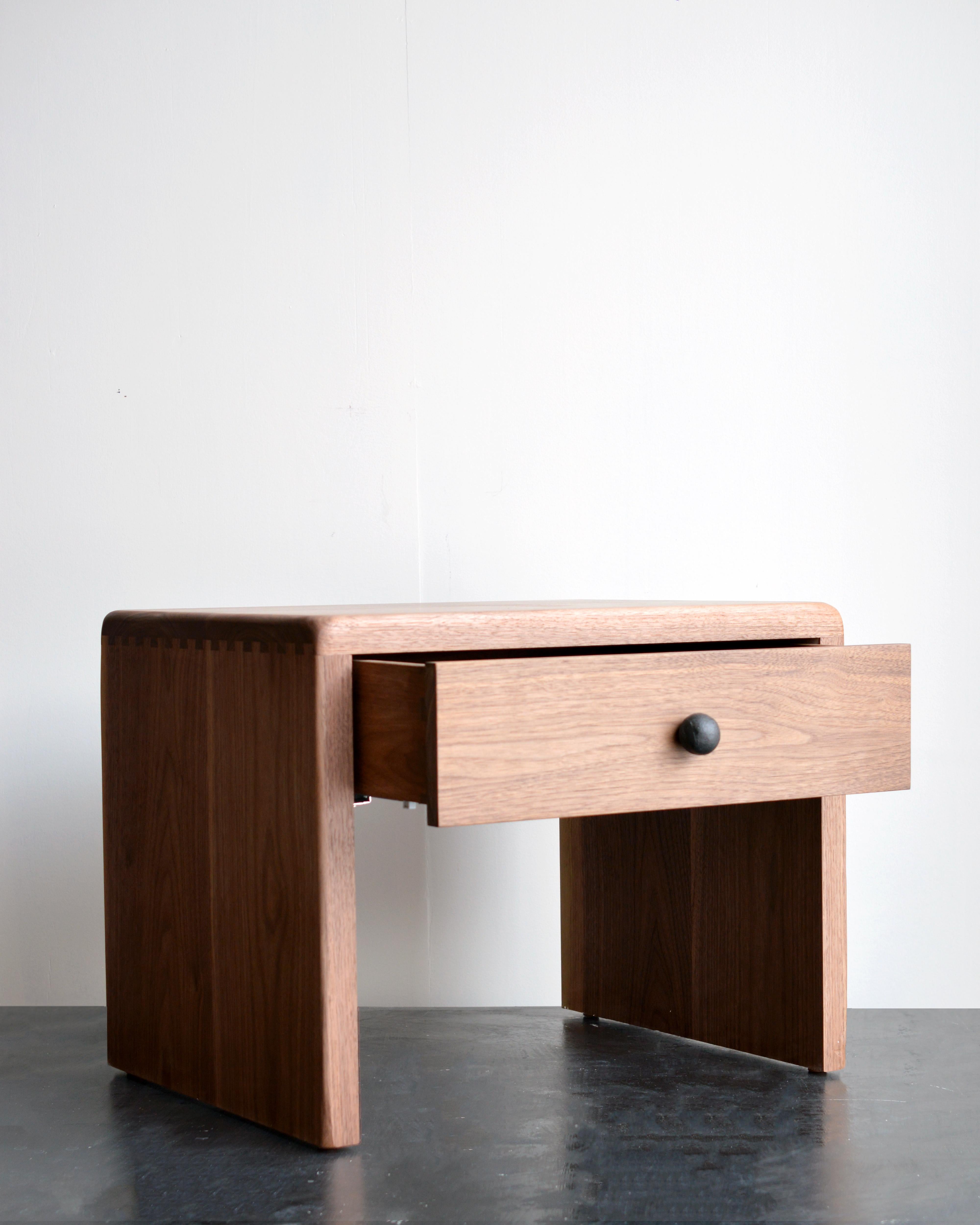 Modern Solid Walnut Nightstand With Dovetail Joinery by Mike Serra For Sale
