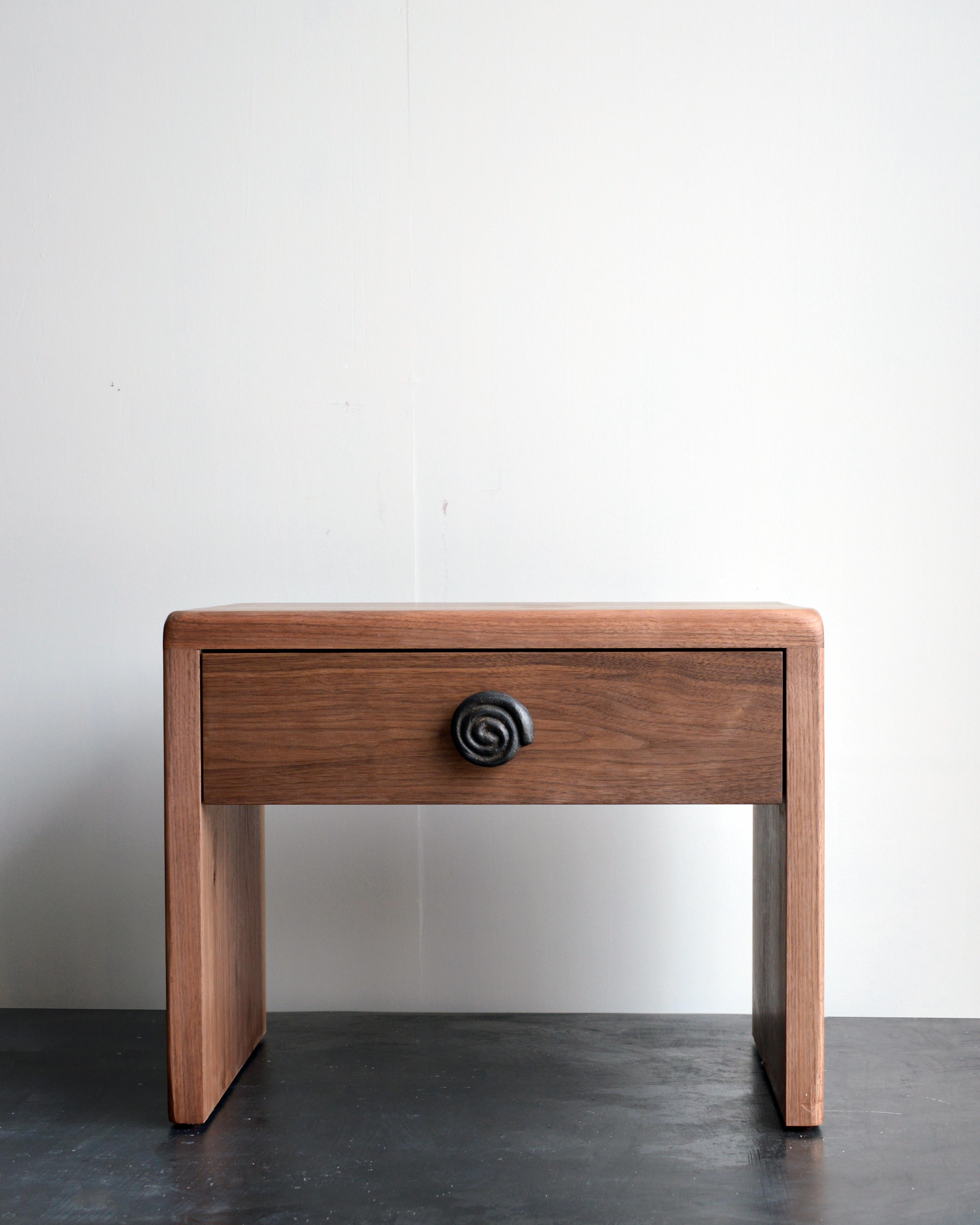 Iron Solid Walnut Nightstand With Dovetail Joinery by Mike Serra For Sale
