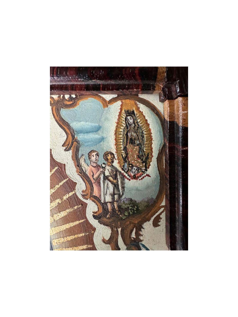 N. S de Guadalupe
Patrona e Vergine del Messico 
Pittura ad olio originale su rame
Struttura in legno,  Charles IV stile Puebla 
J. Lecuona. 20Th  Secolo 

Guadalupe,   madre  Vergine di tutto il Messico. 
Il 12 dicembre 1531 il  Hille di  Tepeyac ,