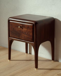 NSS 02 Elm and Brass Nightstand by Tomasz Omachel