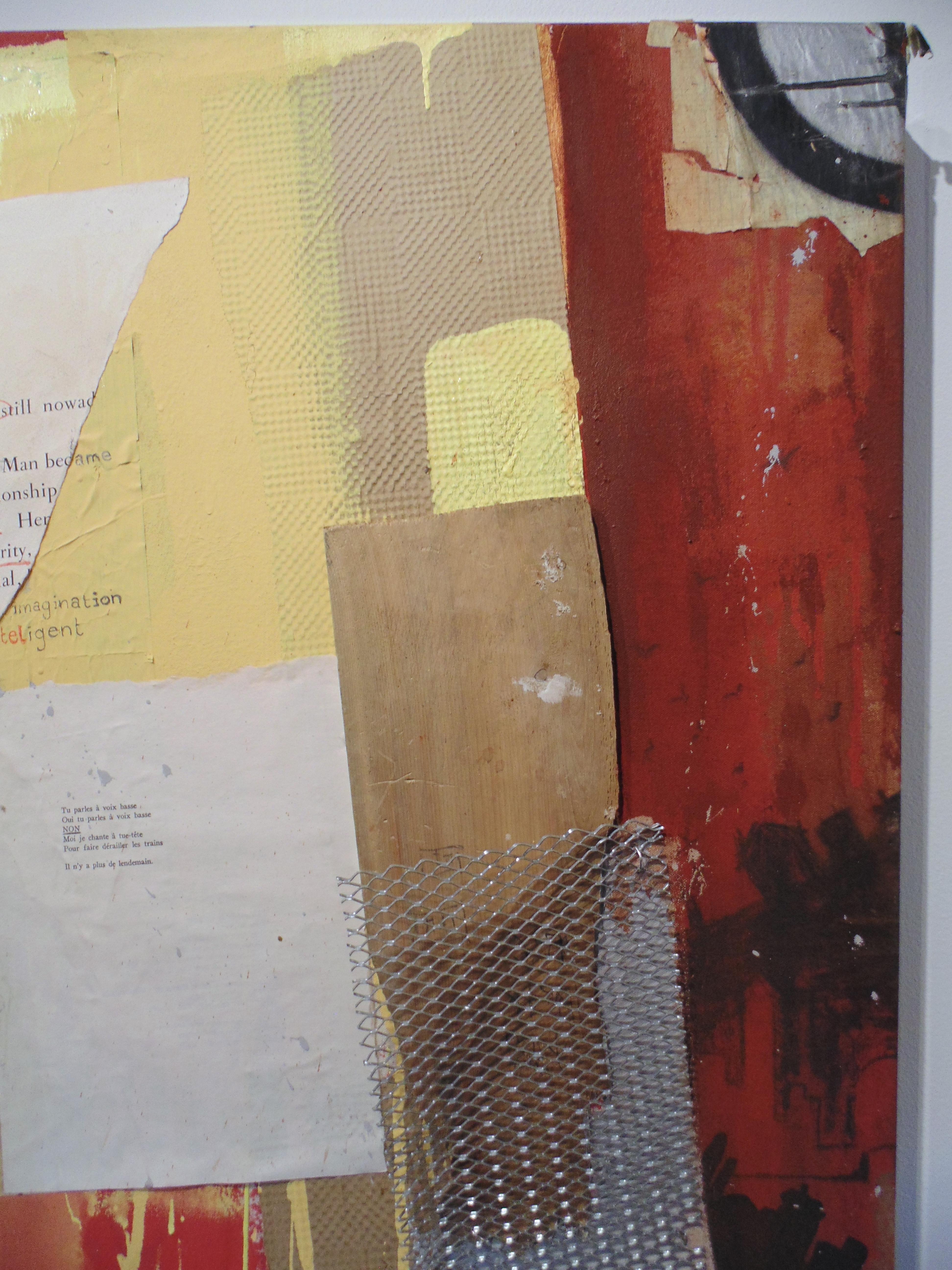Nummer 2, 2014, Graffiti, Straßenkunst, abstrakt, Text, Collage, rot, gelb (Zeitgenössisch), Painting, von NTEL