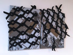 Valla A y B, Acrílico y fieltro sobre lienzo (díptico), Pintura figurativa de graffiti