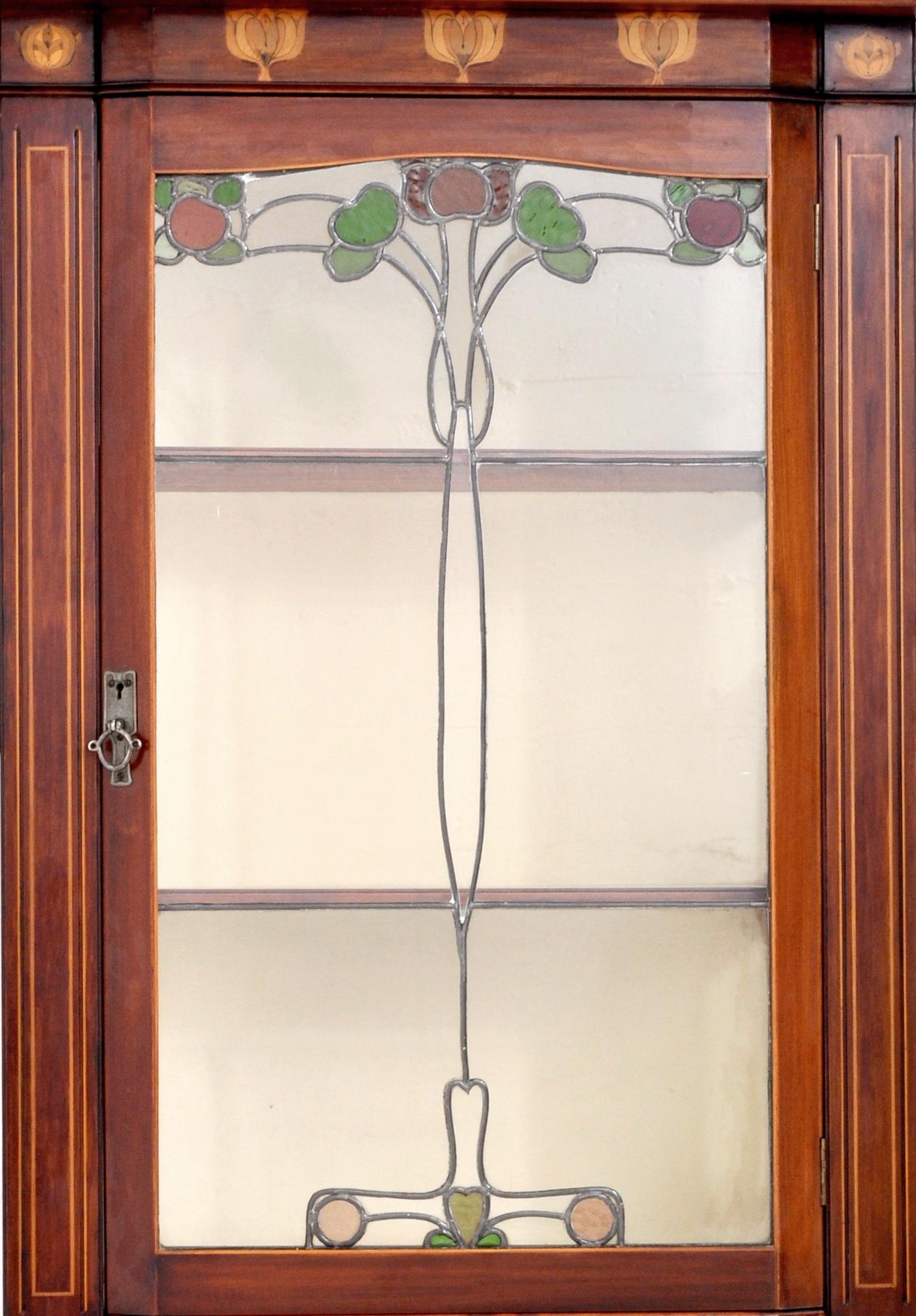 Antique Art Nouveau Inlaid Mahogany China Cabinet Shapland & Petter for Liberty 3
