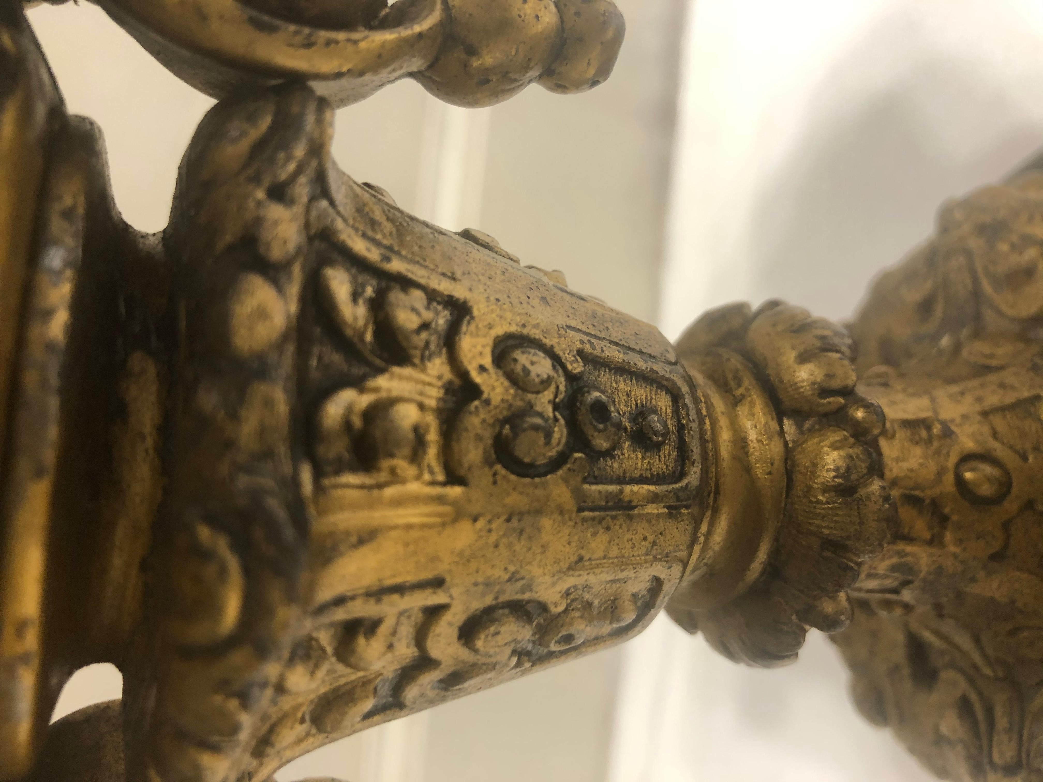 Gilt Antique Napoleon III Period Bronze Ewer For Sale
