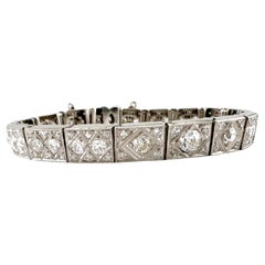 Bracelet ancien en or blanc 14 carats avec diamants taille ancienne