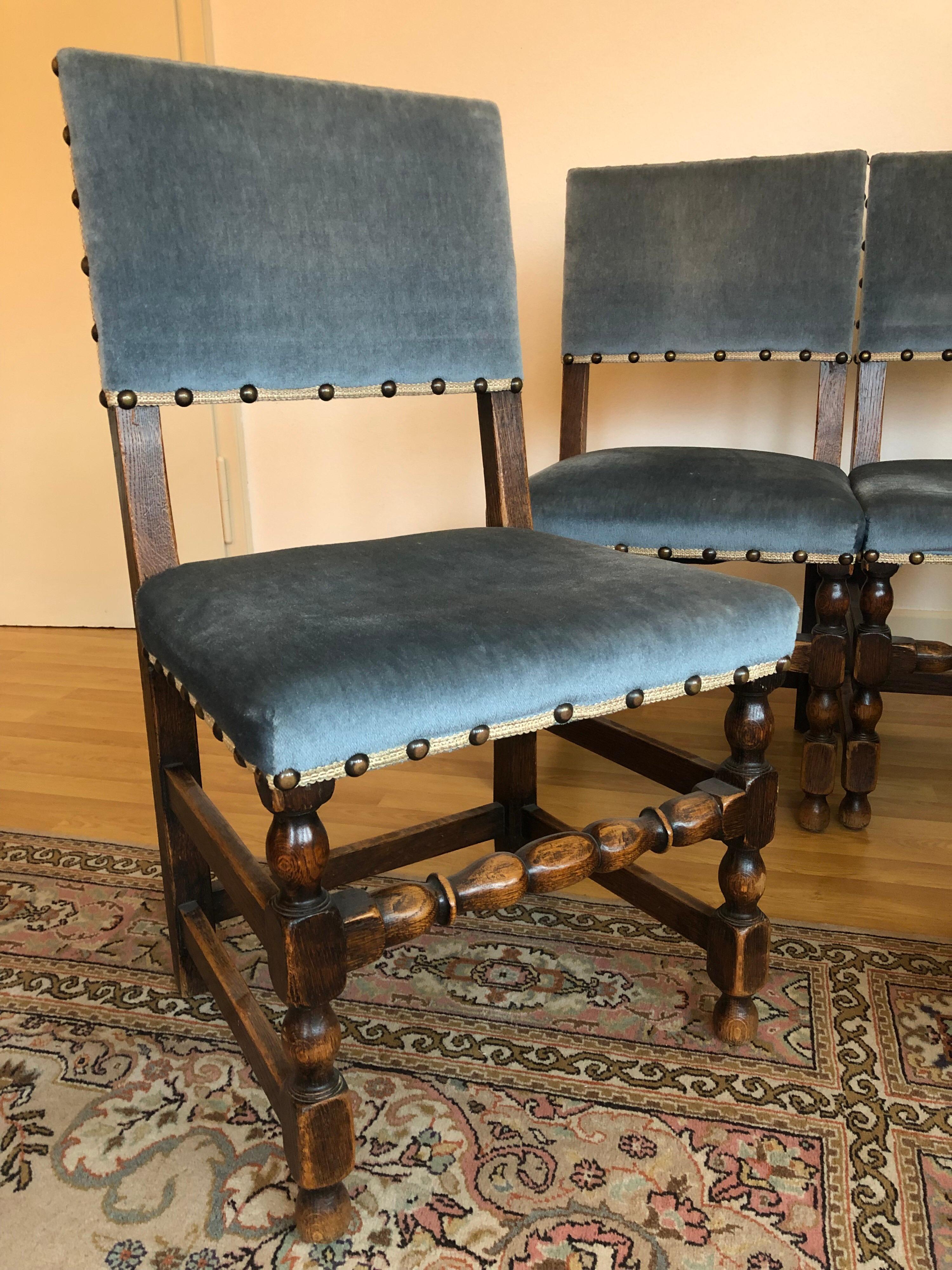 CLEARANCE Set of 4 French Country Provincial Rustic Blue Dining Castle Chairs 3