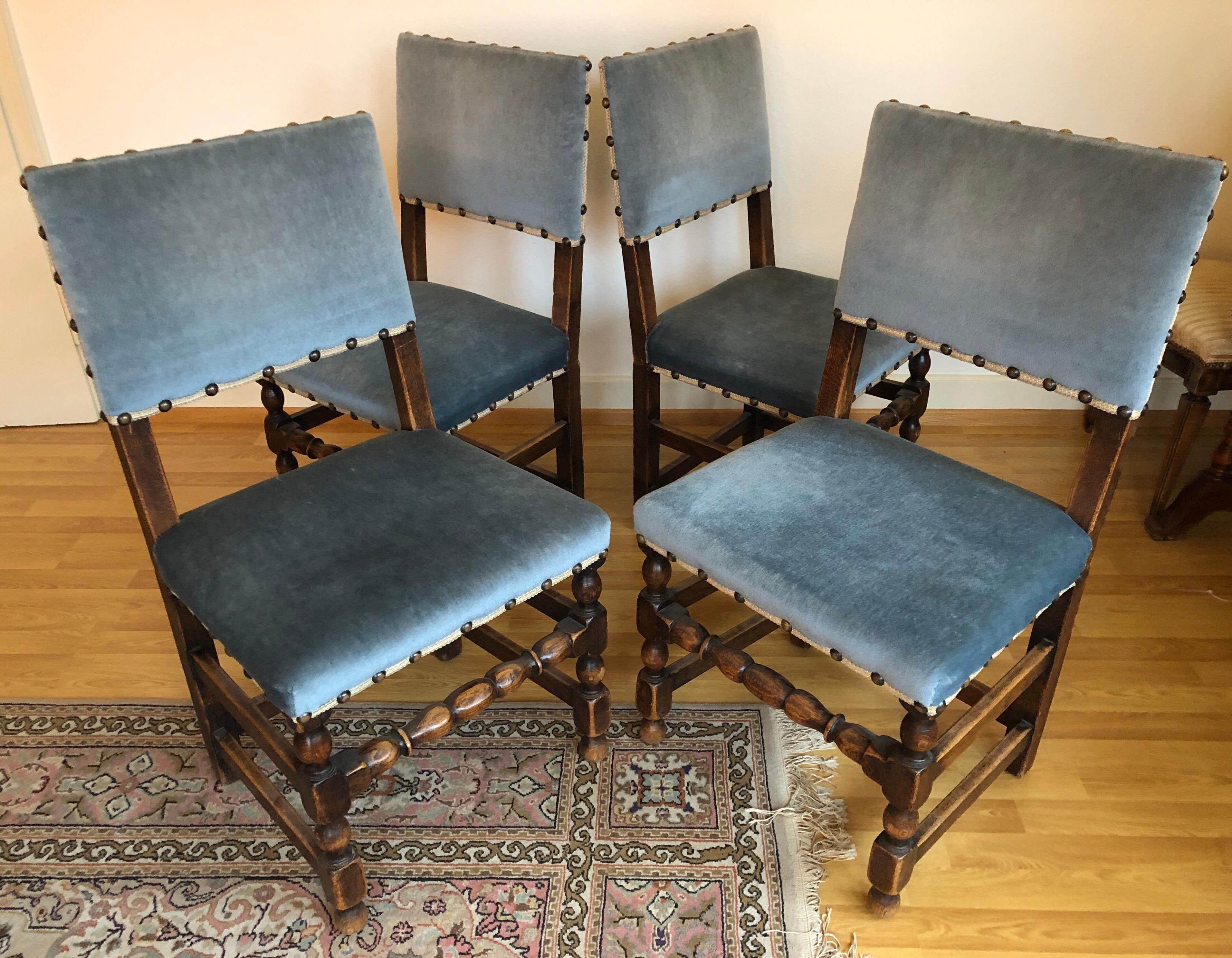 CLEARANCE Set of 4 French Country Provincial Rustic Blue Dining Castle Chairs 4