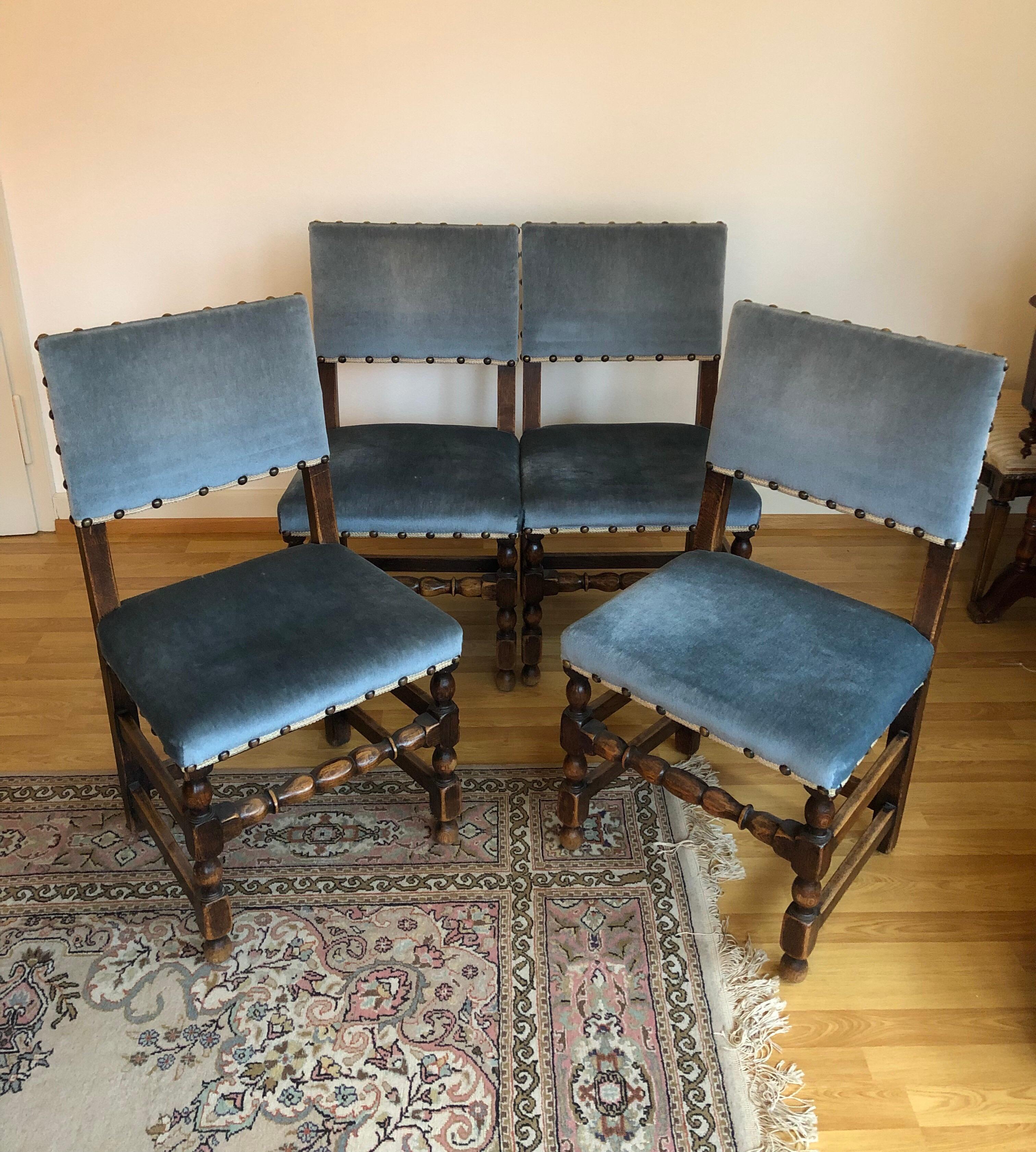 CLEARANCE Set of 4 French Country Provincial Rustic Blue Dining Castle Chairs 5