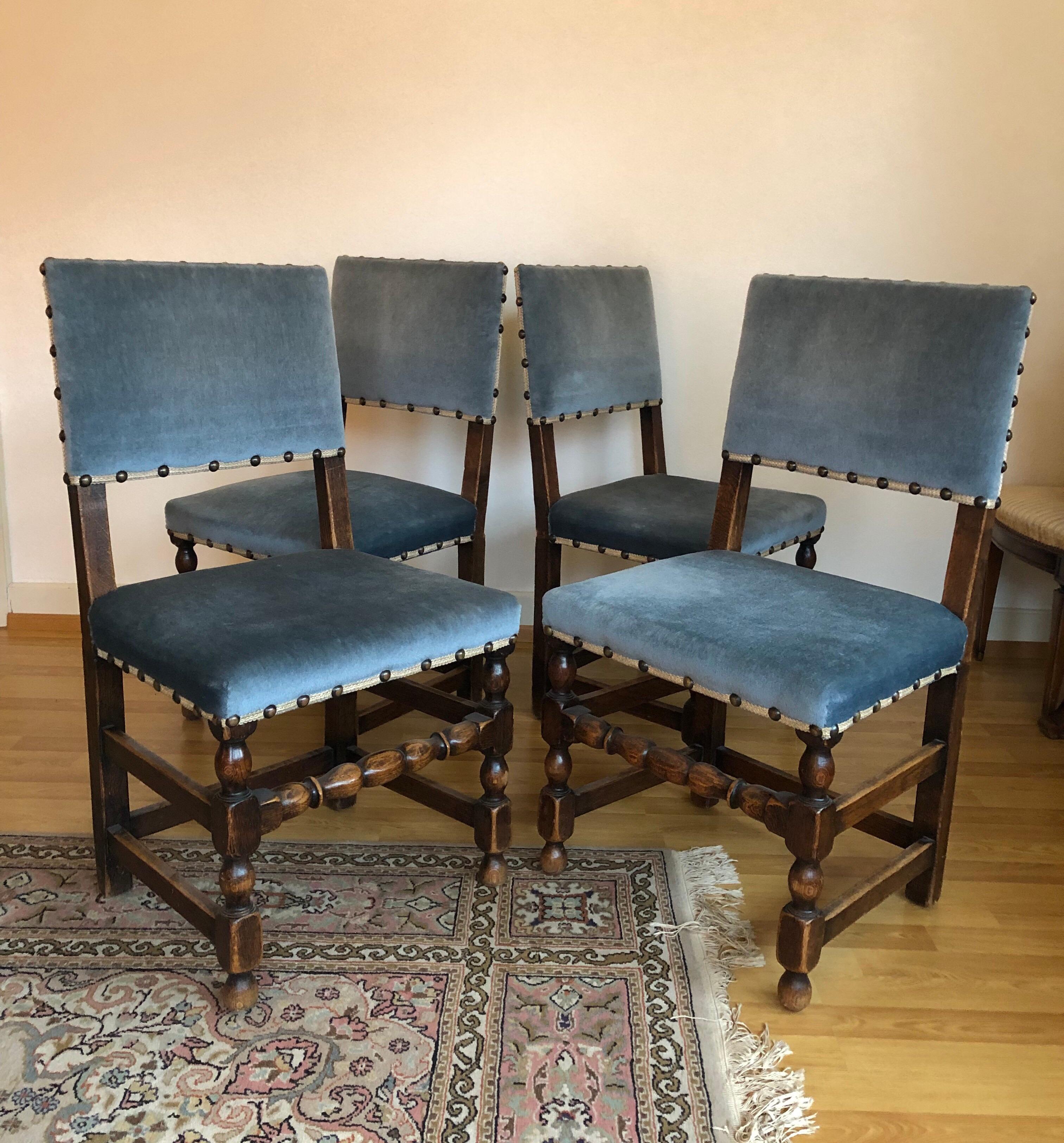 CLEARANCE Set of 4 French Country Provincial Rustic Blue Dining Castle Chairs 6