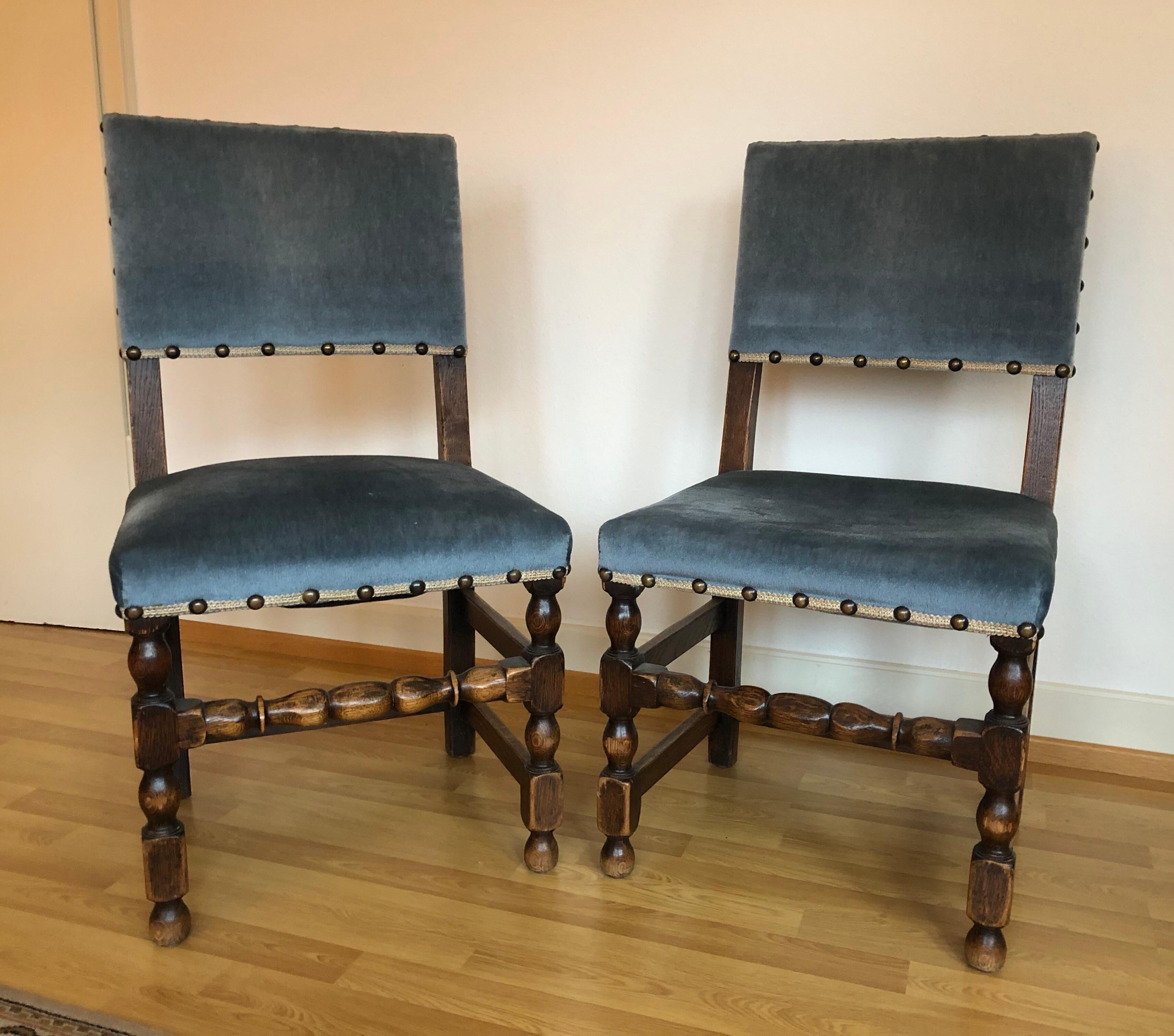 CLEARANCE Set of 4 French Country Provincial Rustic Blue Dining Castle Chairs 1