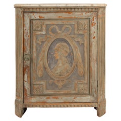 Intricately Carved 18th/19th-Century Gustavian Corner Cabinet with Marble Top