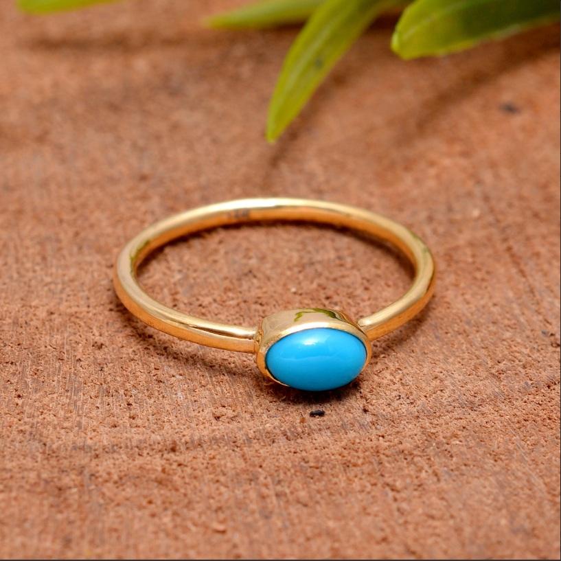 Anillo Turquesa Ntural Oro 18K en venta 2