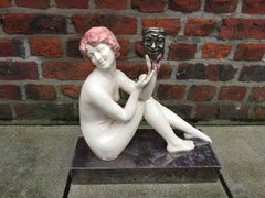 "Nu au masque", grande opera in stile Art Déco in ceramica, firmata Gori