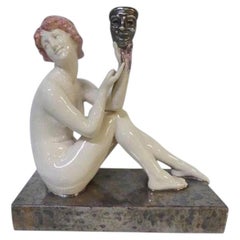 "Nu au masque", grande opera in stile Art Déco in ceramica, firmata Gori