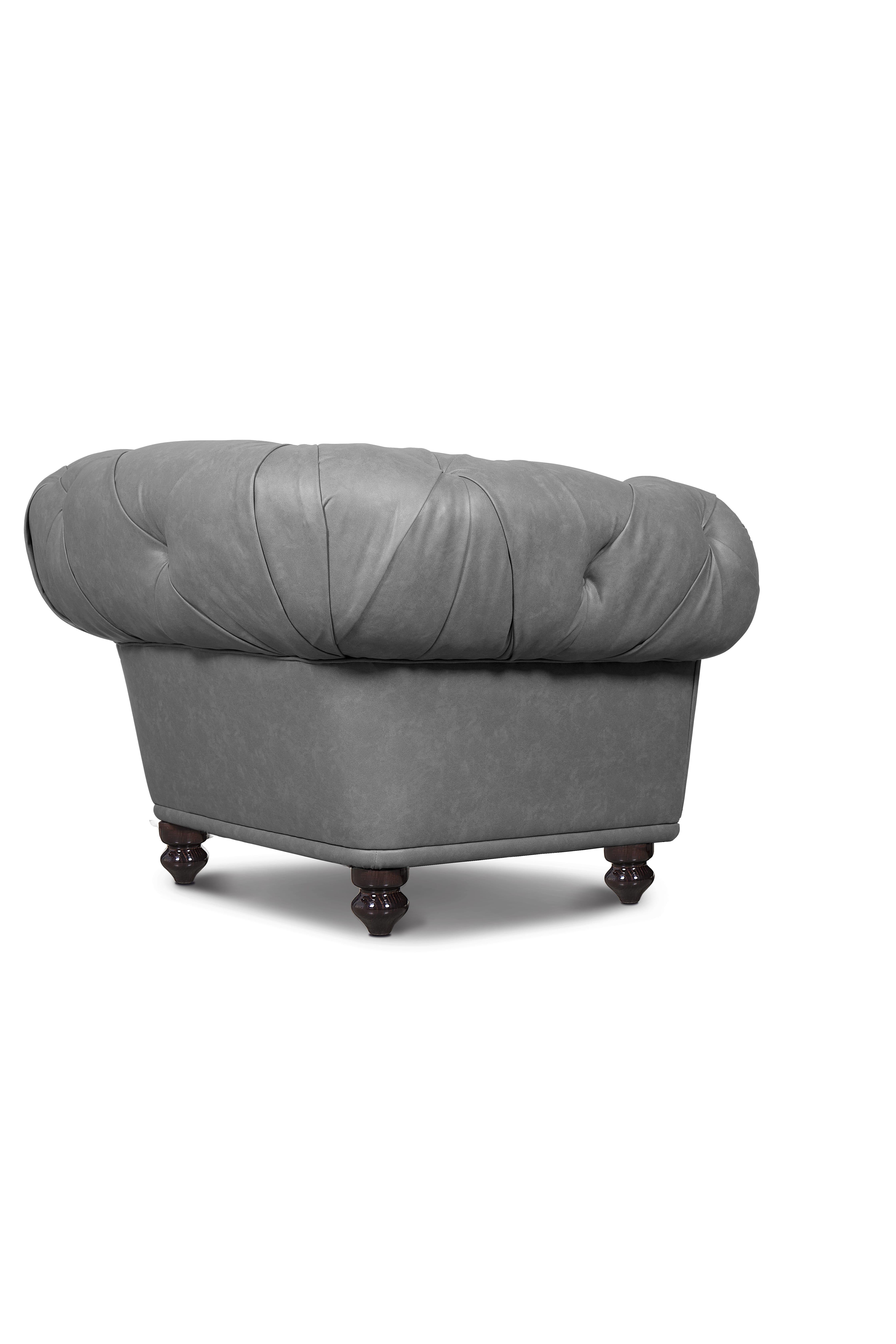 grey chesterfield chair