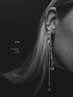 NU Ear Set in 925 Sterling Silver, Zirconia Studs & Glass Crystals by O Sh