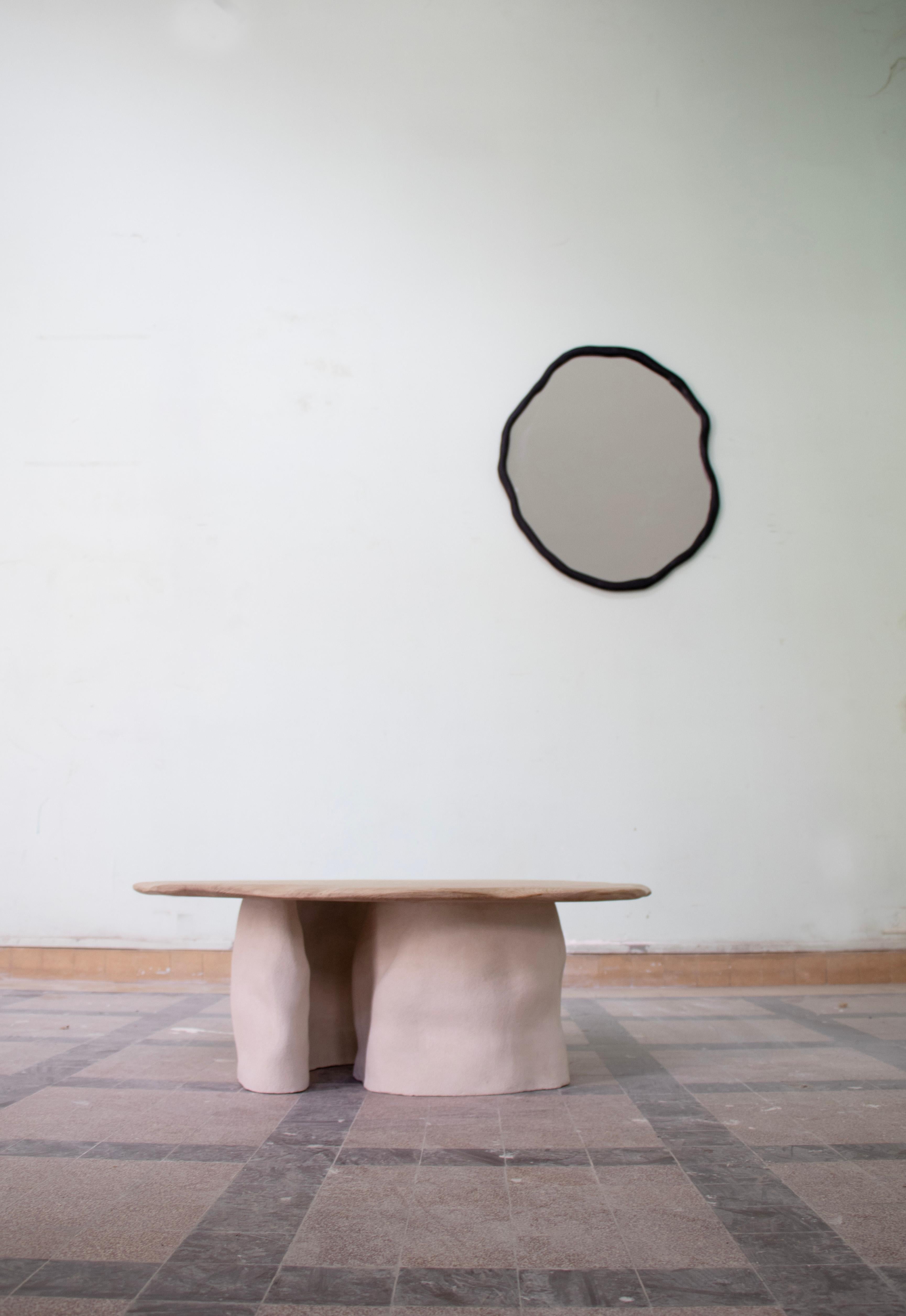 Mesa Nü de Roble Francés y Gres Chamotte Blanco de Alice Lahana Studio en venta 1